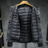 Jeansjacke mit Kapuze und Patchwork-Print